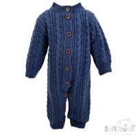 RM16-SB: Steel Blue Long Sleeve Knitted Romper (0-12 Months)